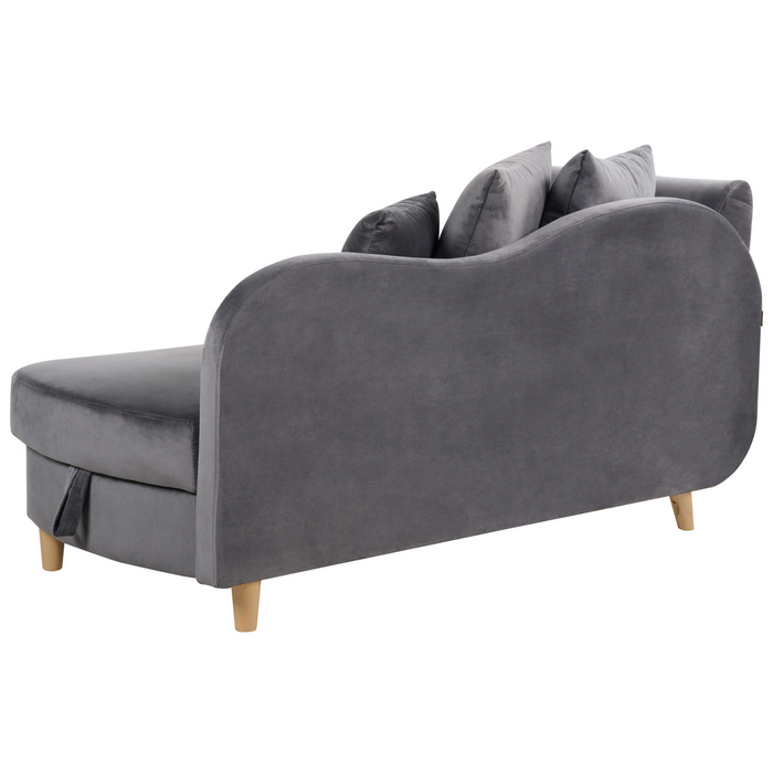 Beliani-MERI II-Chaise longue opberg-Donkergrijs-Linkerzijde-Fluweel