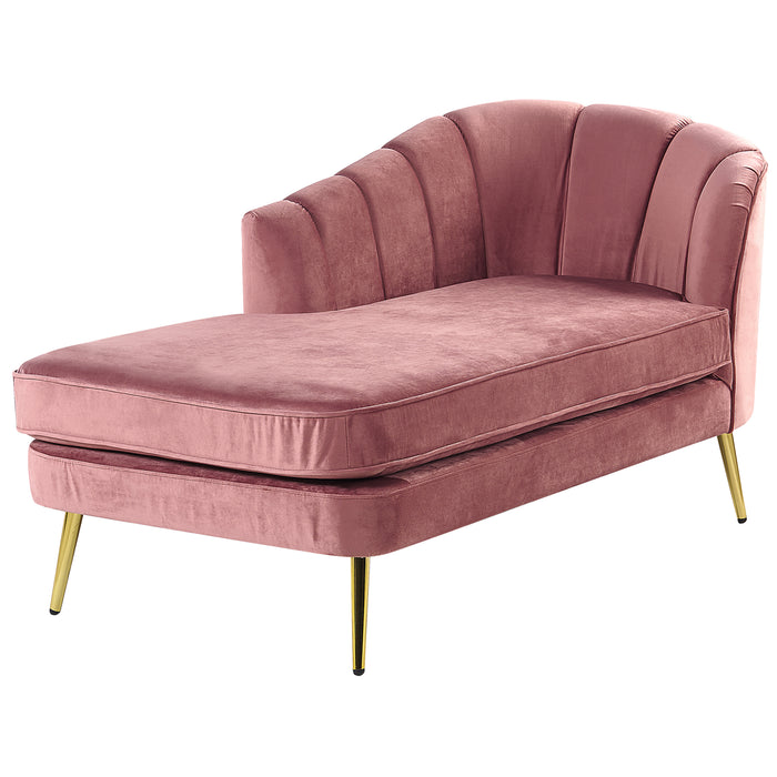 Beliani - ALLIER - Chaise longue - Roze - Rechterzijde - Fluweel