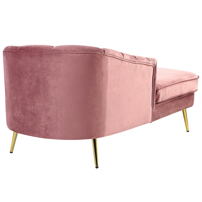 Beliani - ALLIER - Chaise longue - Roze - Rechterzijde - Fluweel