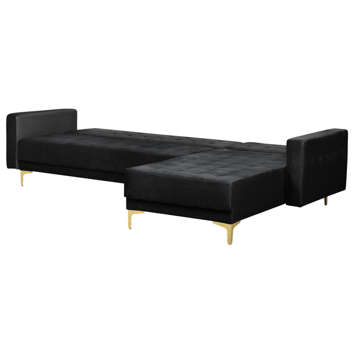 Beliani - ABERDEEN - Hoekbank - Zwart - Linkerzijde - Fluweel