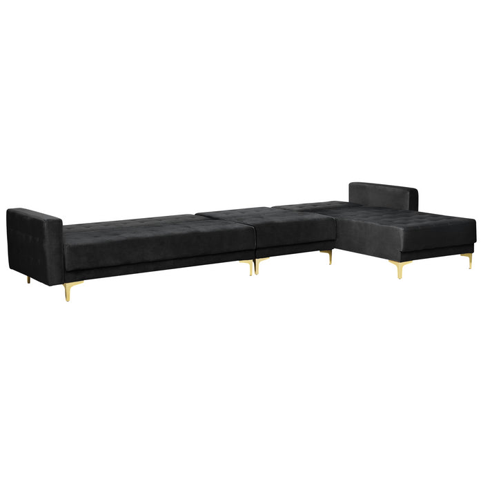 Beliani - ABERDEEN - Slaapbank - Zwart - Linkerzijde - Fluweel