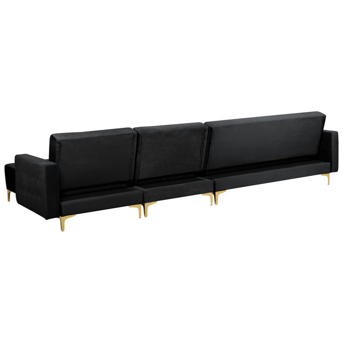 Beliani - ABERDEEN - Slaapbank - Zwart - Linkerzijde - Fluweel