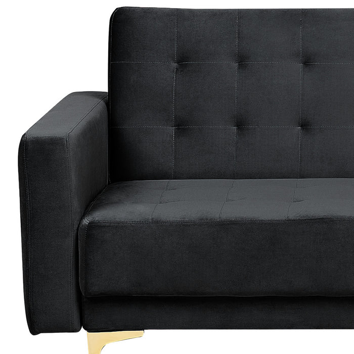 Beliani - ABERDEEN - Slaapbank - Zwart - Linkerzijde - Fluweel