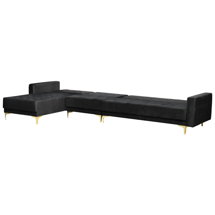 Beliani - ABERDEEN - Slaapbank - Zwart - Rechterzijde - Fluweel
