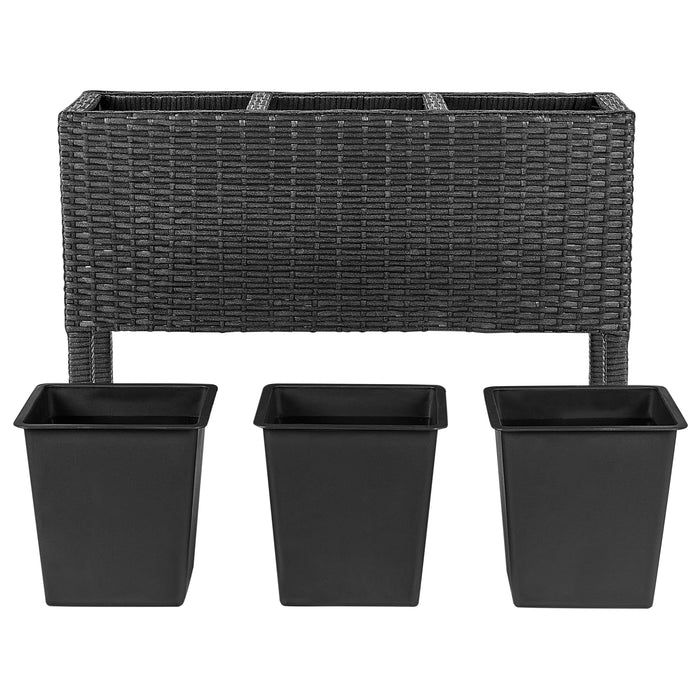 Beliani - CARAGANA - Hoge plantenbak - Zwart - PE rotan