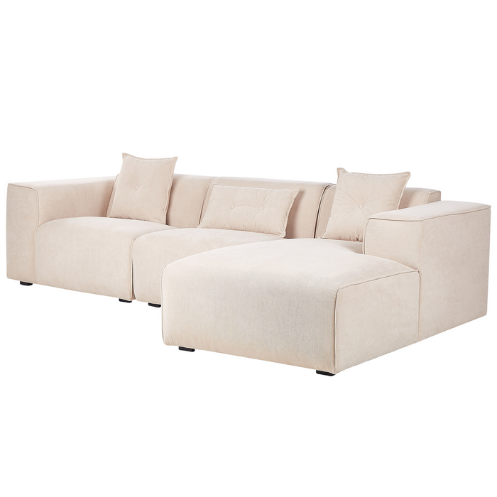 Beliani - DOLVA - Hoekbank - Beige - Linkerzijde - 294 cm - Corduroy