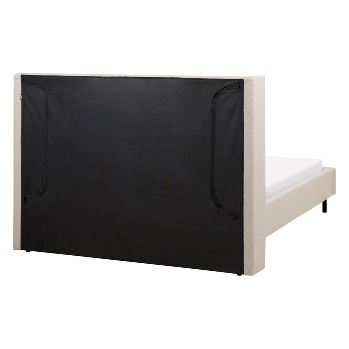 Beliani-VILETTE -Tweepersoonsbed-Lichtbeige-140 x 200 cm-Bouclé