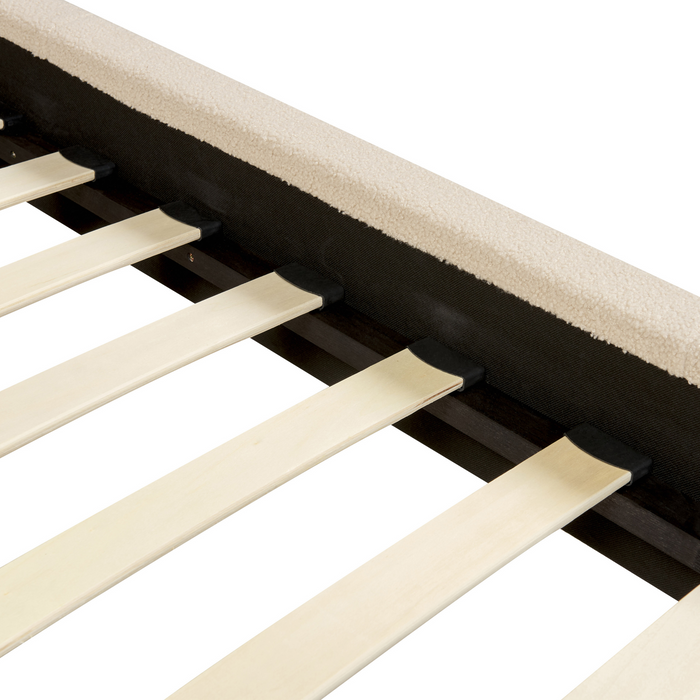 Beliani-VILETTE -Tweepersoonsbed-Lichtbeige-140 x 200 cm-Bouclé