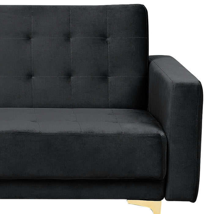 Beliani - ABERDEEN - Slaapbank - Zwart - Rechterzijde - Fluweel