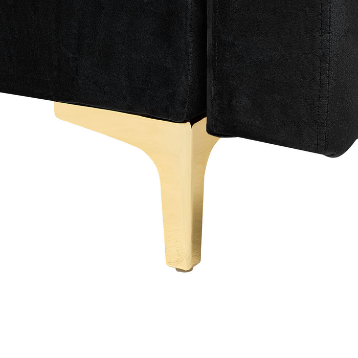 Beliani - ABERDEEN - Slaapbank - Zwart - Rechterzijde - Fluweel