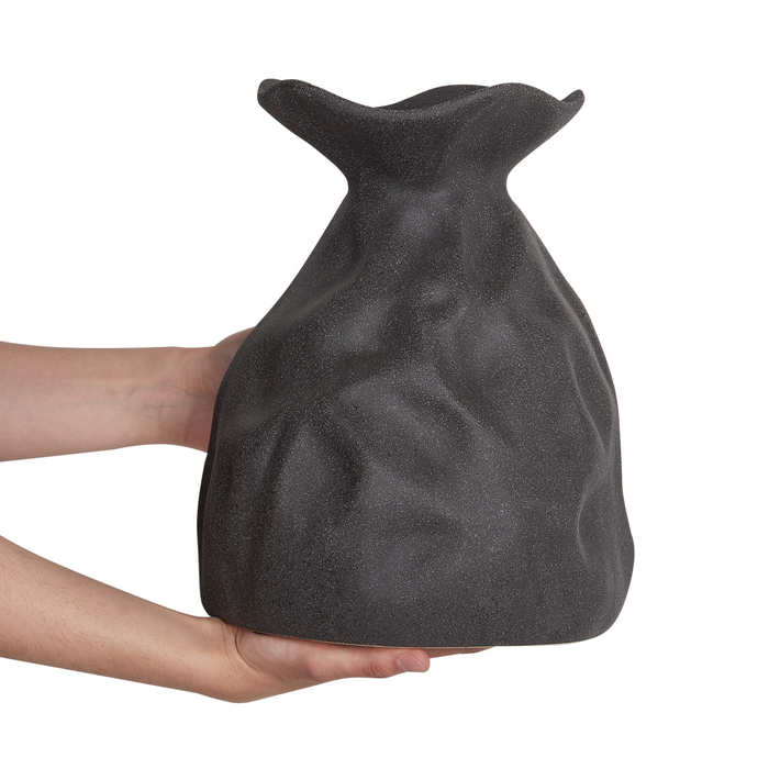 Beliani - COONTAIL - Bloemenvaas - Zwart - 31 cm - Steengoed