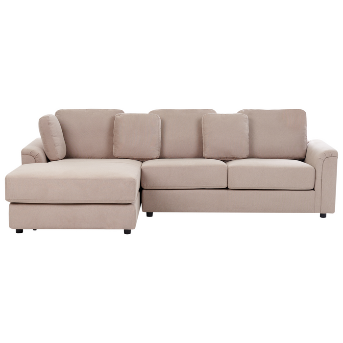 Beliani - KOHLO - Hoekbank met ottomaan - Taupe - Rechtszijdig - Stof