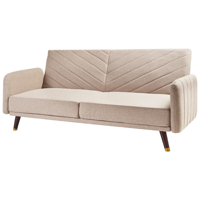 Beliani - SENJA - Slaapbank 3-zits - Lichtbruin - Kunstlinnen