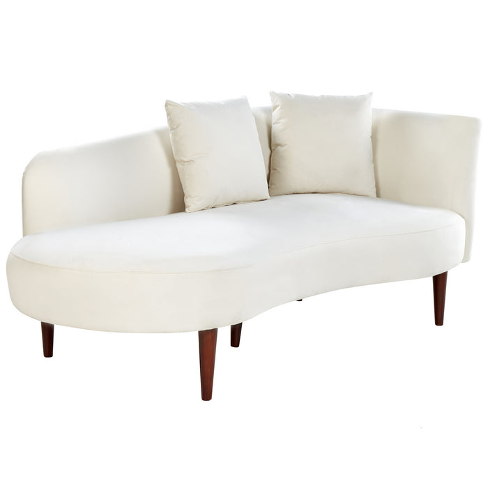 Beliani-CHAUMONT-Chaise longue-Off-white-Rechtszijdig-Fluweel