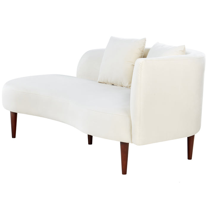 Beliani-CHAUMONT-Chaise longue-Off-white-Rechtszijdig-Fluweel