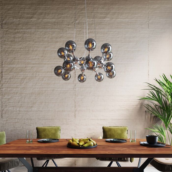 Kare Design Atomic Balls Hanglamp - Chroom|Zilver Glas