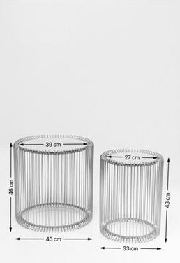 Kare Design Wire Bijzettafel Hoog - Set Van 2 - Messing Met Glas