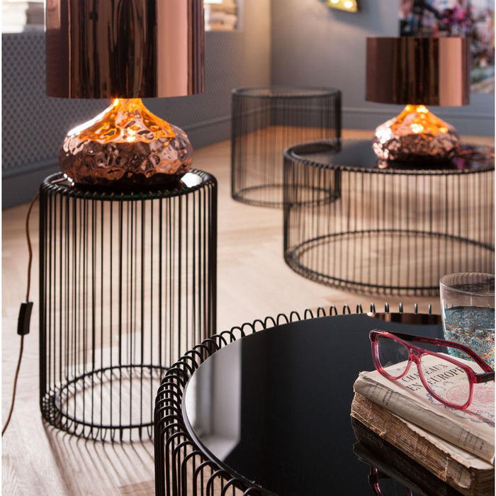 Kare Design Wire Bijzettafel Hoog - Set Van 2 - Zwart Met Glas