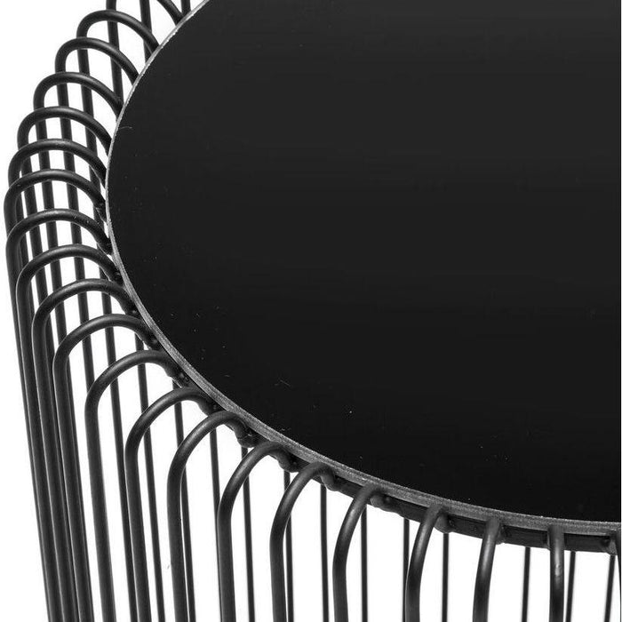 Kare Design Wire Bijzettafel Hoog - Set Van 2 - Zwart Met Glas