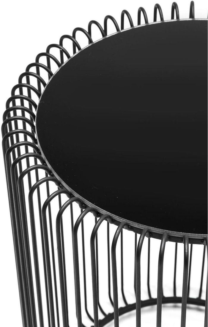Kare Design Wire Bijzettafel Hoog - Set Van 2 - Zwart Met Glas