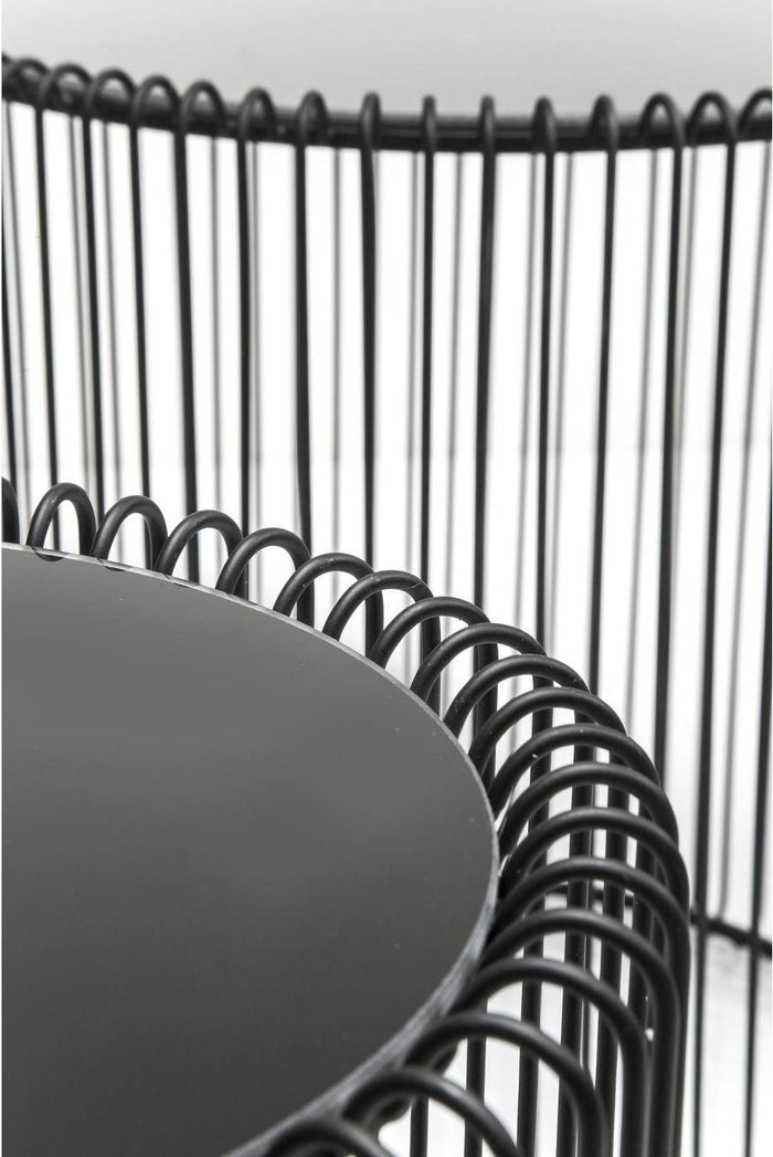Kare Design Wire Bijzettafel Hoog - Set Van 2 - Zwart Met Glas