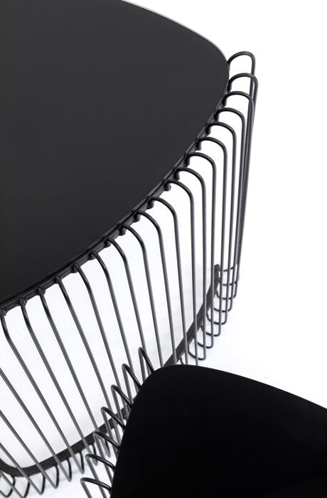 Kare Design Wire Bijzettafel Triangle - Set Van 2 - Zwart Met Glas