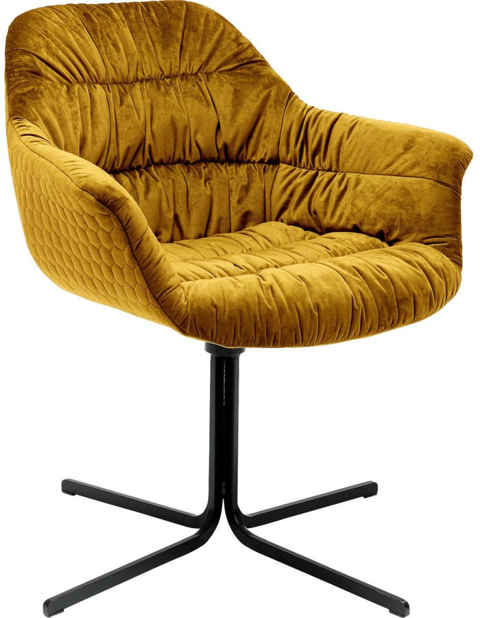 Kare Design Colmar Draaibare Eetkamerstoel - Okergeel Fluweel