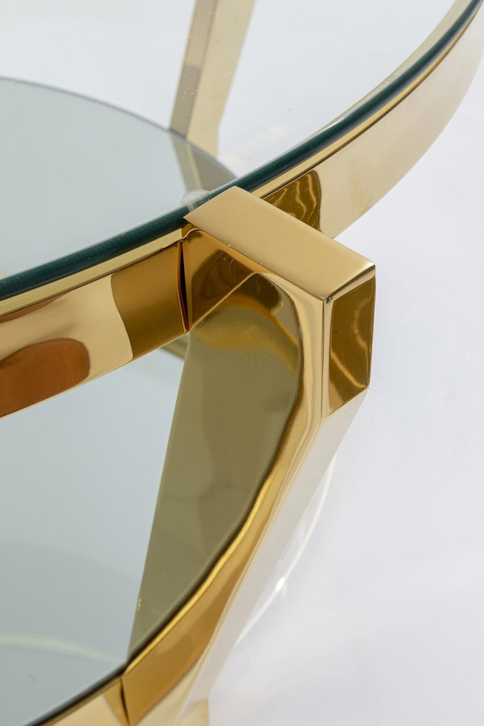 Kare Design Monocolo Ronde Salontafel 90 Cm - Glazen En Goudkleurig