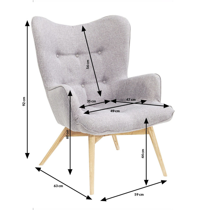 Kare Design Vicky Fauteuil - Stof Grijs