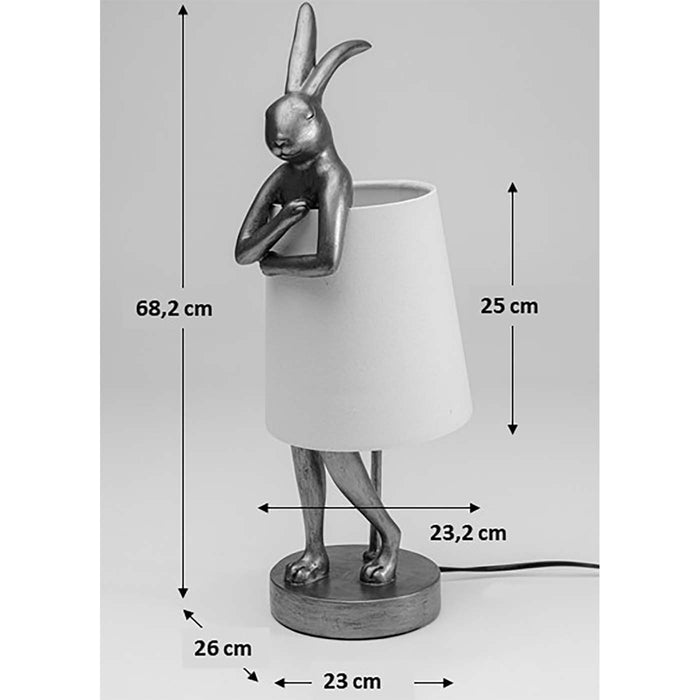 Kare Design Animal Rabbit Tafellamp - Wit|Lichtroze Lampenkap