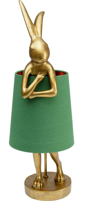 Kare Design Animal Rabbit Tafellamp 68 Cm - Goudkleurig - Groen