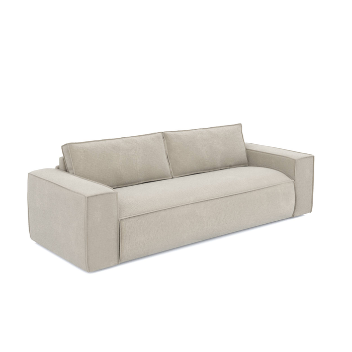 Express slaapbank dunlopillo beige gedessineerd fluweel 140cm