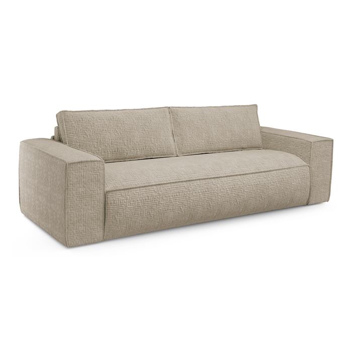 Express slaapbank dunlopillo beige gedessineerd fluweel 140cm