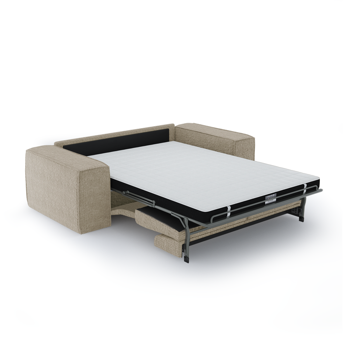 Express slaapbank dunlopillo beige gedessineerd fluweel 140cm