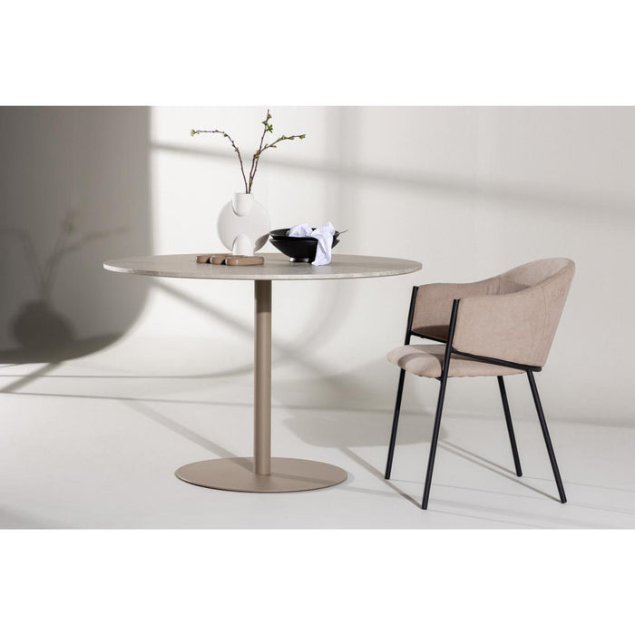 Svea - Zuna ronde eettafel - ø110 cm - marmerlook - beige