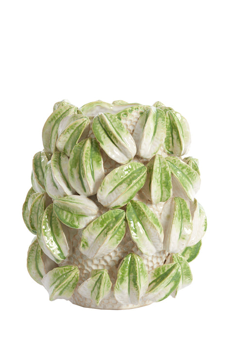 Light&living Vaas deco 32x31,5x36,5 cm CARAMBOLA keramiek crème+groen