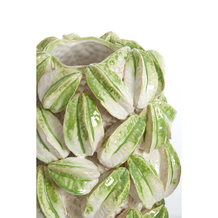 Light&living Vaas deco 32x31,5x36,5 cm CARAMBOLA keramiek crème+groen