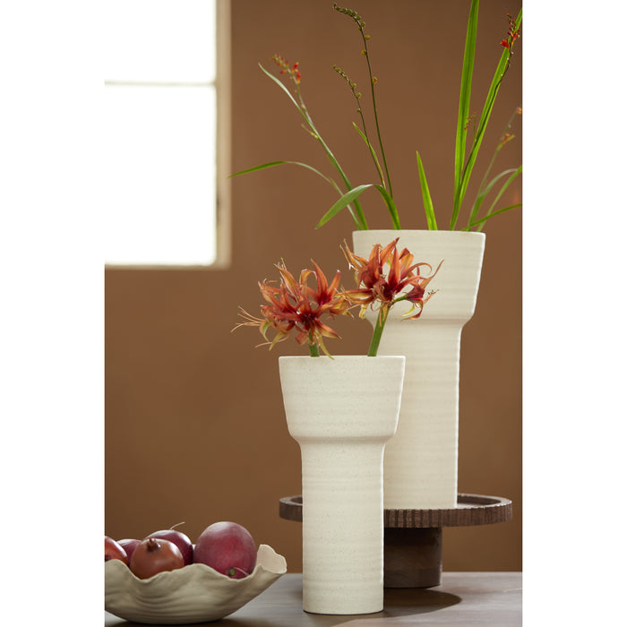 Light&living Vaas deco Ø19x38 cm ALSACIA keramiek mat crème