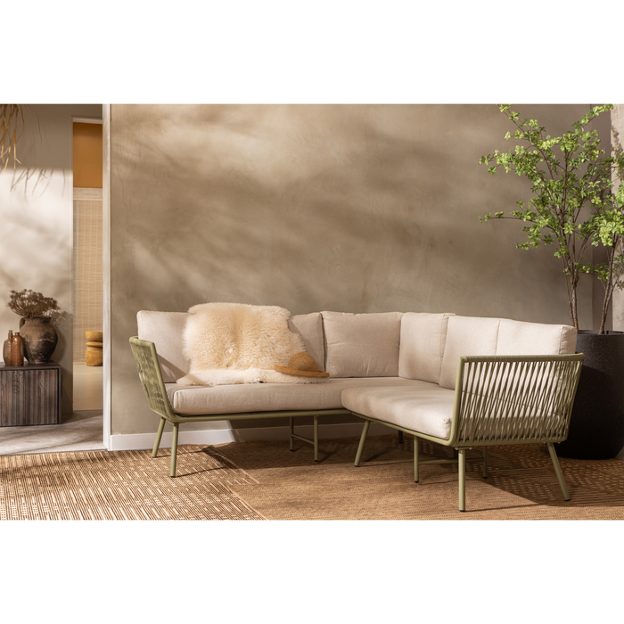 WOOOD Claunk Loungeset - Metaal - Groen|Zand - 69x180x180