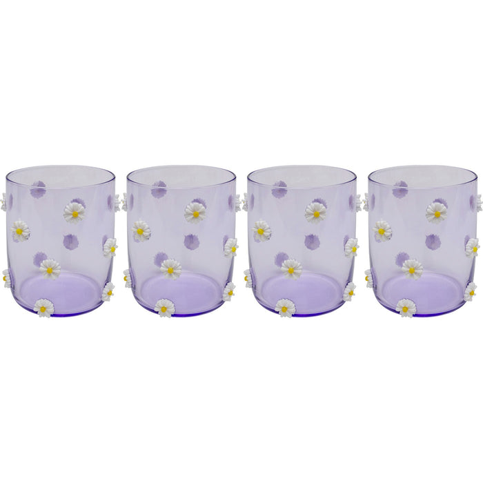 Kare Design Party Waterglazen bloemen paars 4st