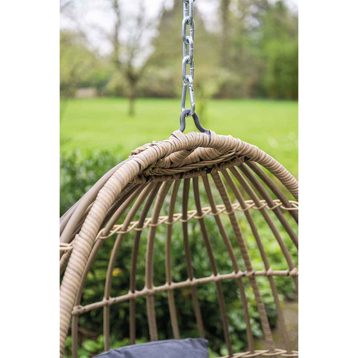 Panama hangstoel - eivorm - carbon black - natural rotan - mystic grey