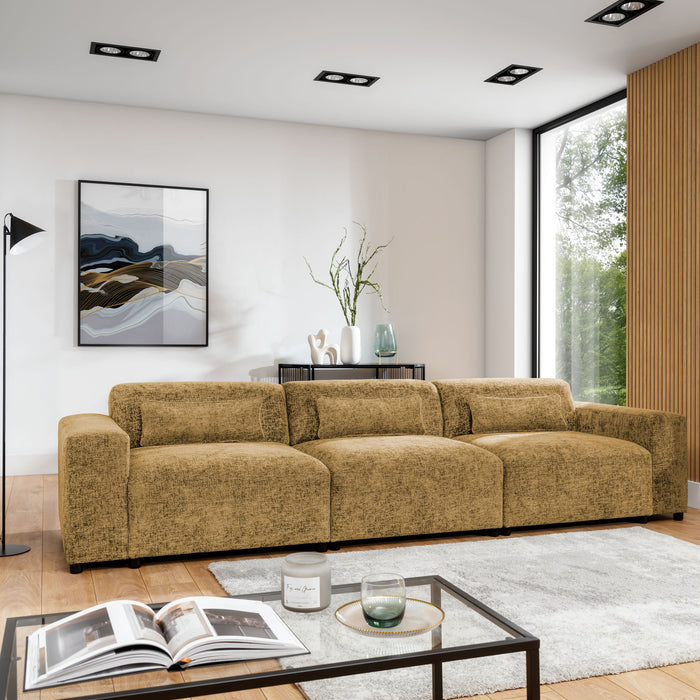 by fonQ Velura 3-zitsbank - Chenille - Oker