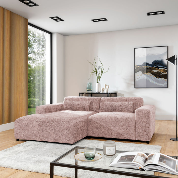 by fonQ Velura Hoekbank Links - Chenille - Oudroze