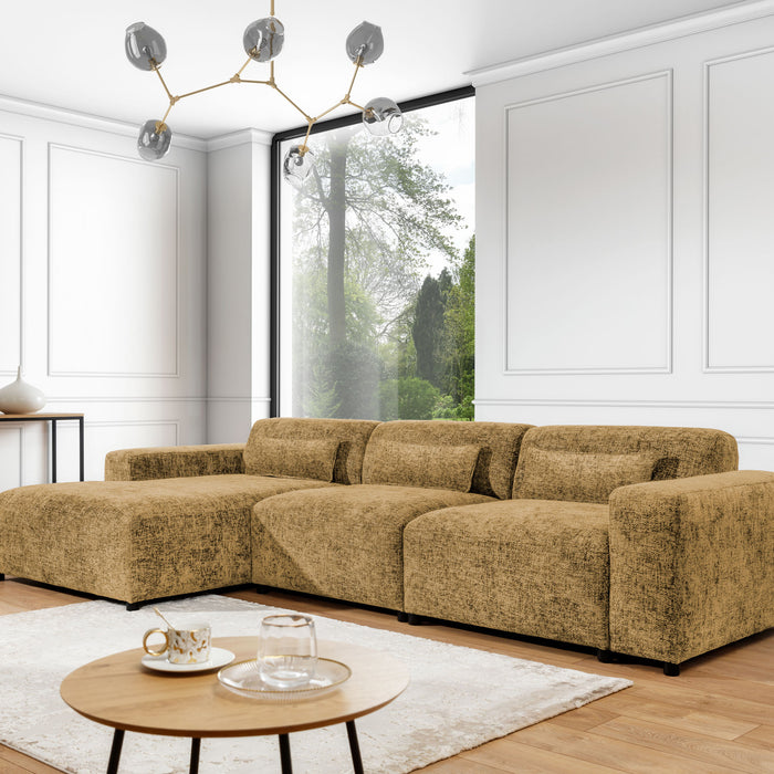 by fonQ Velura Hoekbank Links Big - Chenille - Oker