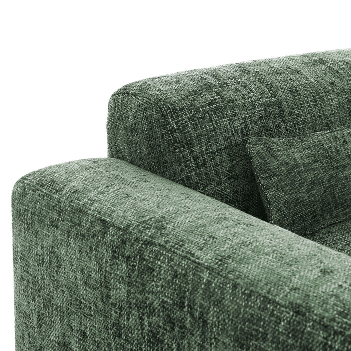 by fonQ Velura Hoekbank Links met Hocker - Chenille - Groen