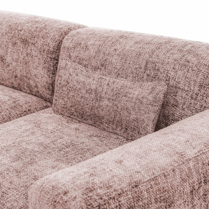 by fonQ Velura Hoekbank Rechts met Hocker - Chenille - Oudroze