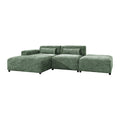 by fonQ Velura Hoekbank Links met Hocker - Chenille - Groen