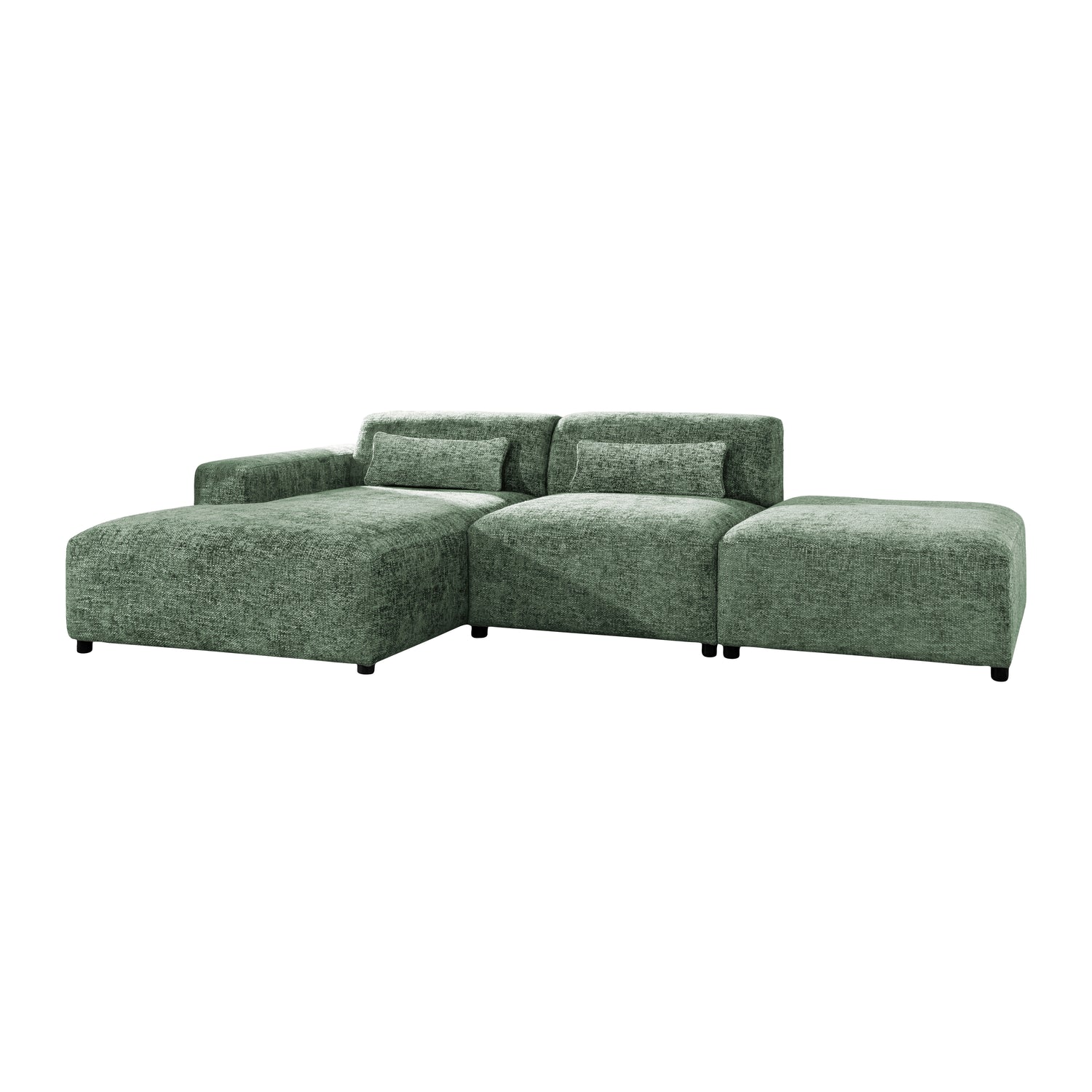 by fonQ Velura Hoekbank Links met Hocker - Chenille - Groen