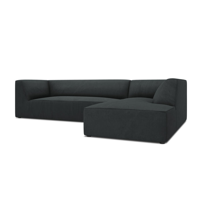 Windsor & Co Sao Hoekbank met Chaise Longue Rechts - 4-zits - Ribstof - Zwart