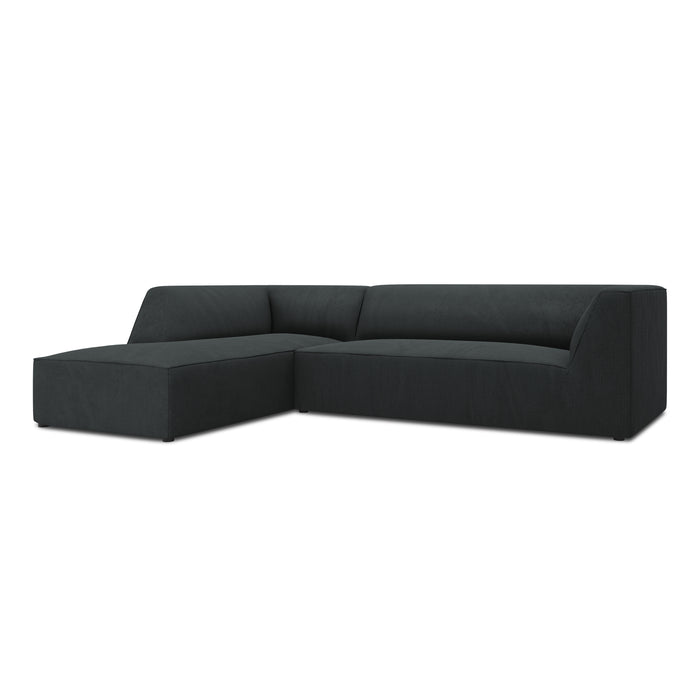 Windsor & Co Sao Hoekbank met Chaise Longue Links - 4-zits - Ribstof - Zwart